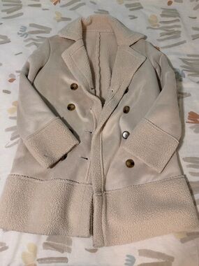 Cream faux fleece lined coat
